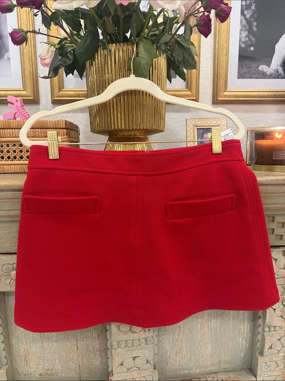 NWOT Zara Red Mini Skirt with Front Flap Pockets